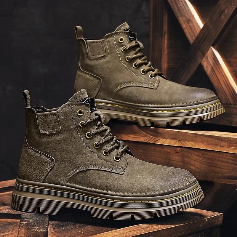 Fashion Ankle Boots For Men 2024 Autumn Man Casual Sneakers Non Slip Mens Work Short Boots Wear-Resistant Fashion Ankle Snow Boots