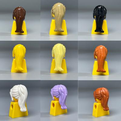 Non-Toxic 10Pcs Moc Bricks Female Children Hairs High Ponytail For 4Cm Figure Wear Head Body Parts Accessories Diy Building Blocks Kids Toys