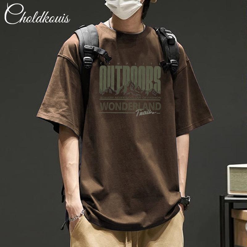 Kurzarm-T-Shirt Herren Sommer trendige Marke vielseitig reine Baumwolle schweres Basic-Shirt