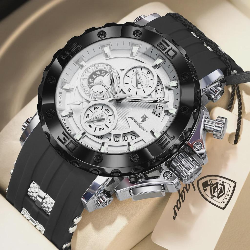 POEDAGAR Luxury Military Men Clock Luminous Waterproof Chronograph Date Men's Watch Silicone Quartz Sports Watches