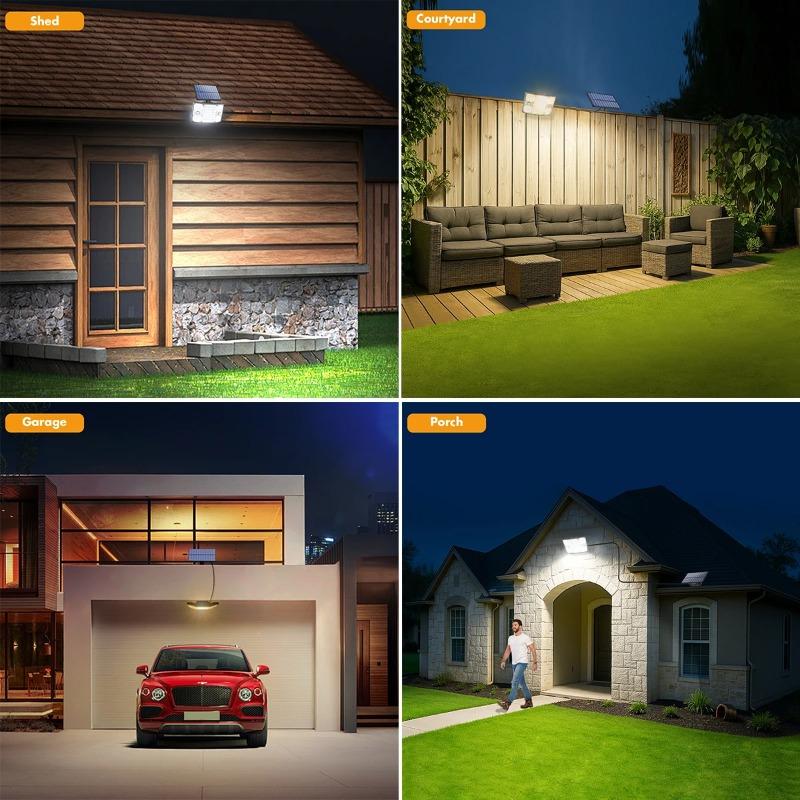 Solar Outdoor Light IP65 Waterproof Wall Lamp Remote Control 3 Modes Adjustable Angle 5m Extension Cable for Yard Garden Patio