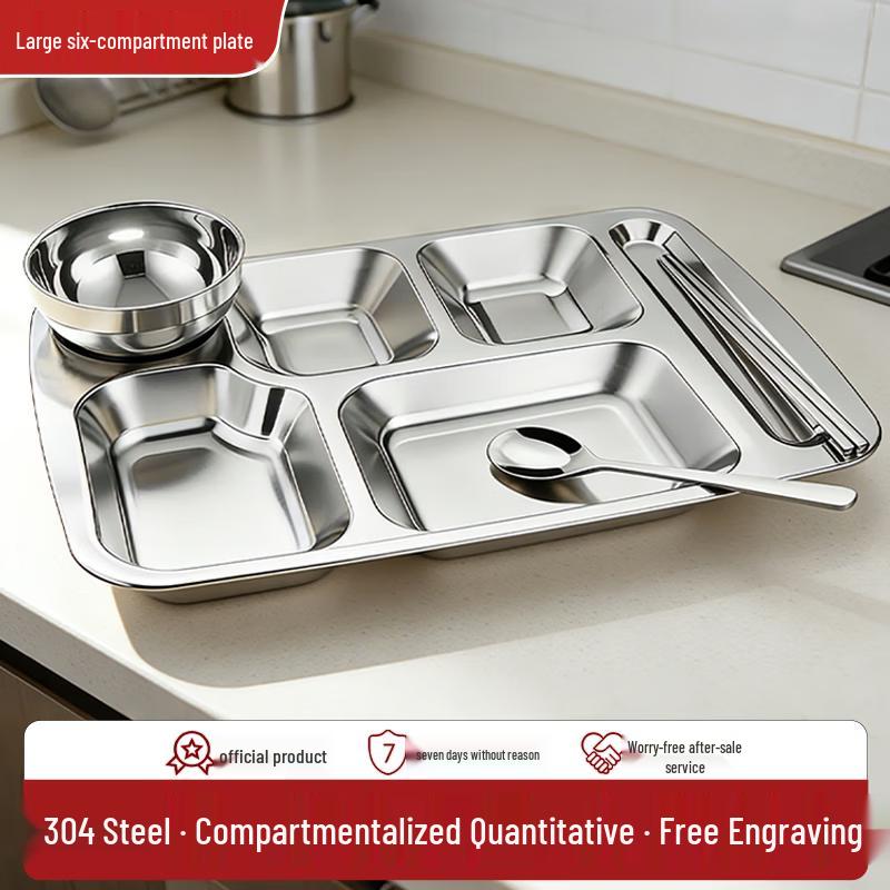 304 Stainless Steel Divided Lunch Tray & Box