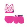 Kids Girls 3 Piece Swim Set U Neck Cross Back Crop Top with Swim Shorts and Briefs Beach Pool Rashguard Outfit Sun Protection