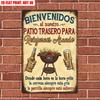 Vintage Metal Sign "Bienvenidos Al Nuestro Patio Trasero" - Rustic BBQ Welcome Wall Art, Durable Metal Plaque with Spanish Greet