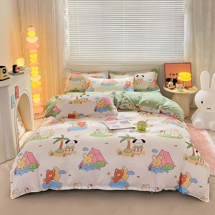 Cute Bear Duvet Cover Set Cozy Cartoon Bedding Set With Zipper Comfortable Breathable Reversible Comforter Cover For Girls Teens