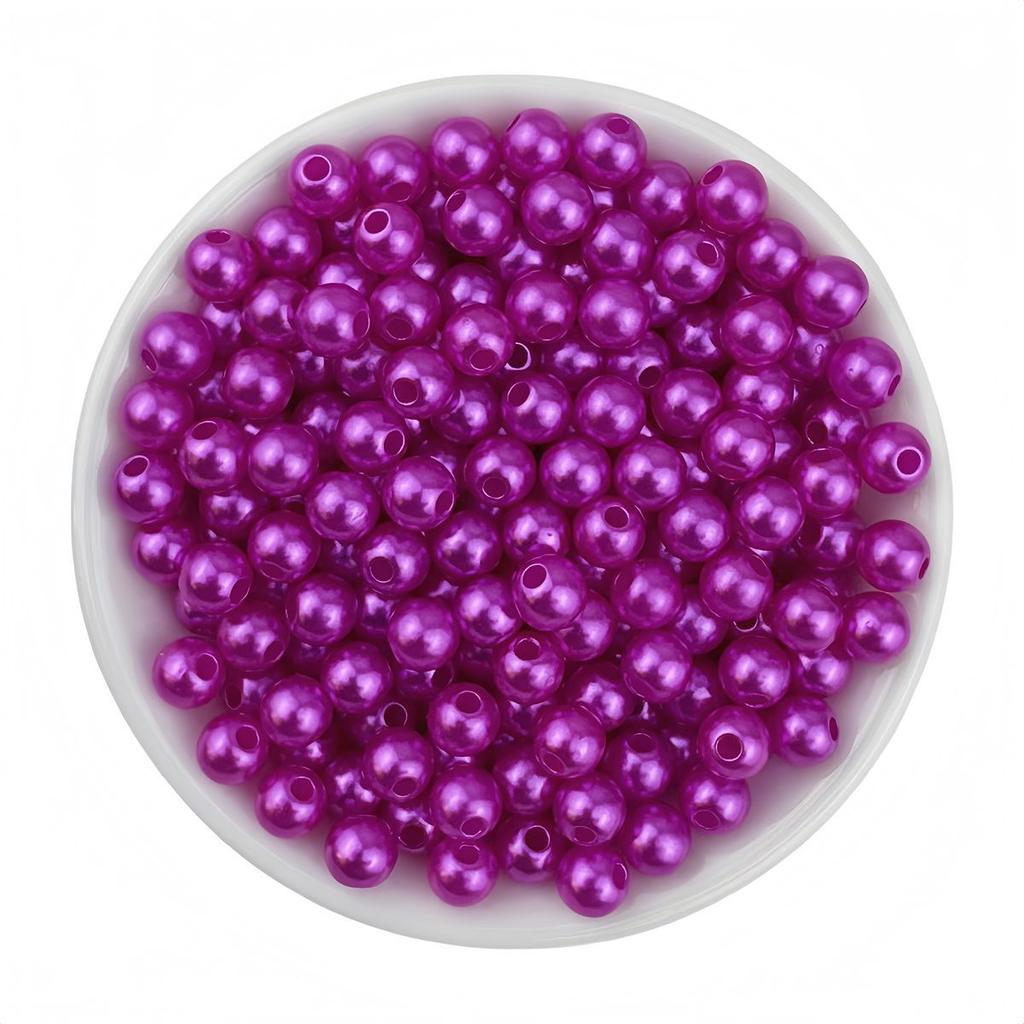 Perla Imitazione ABS, Perla Rotonda Monocromatica con Foro, Bracciale Collana Perline Fatti a Mano, Accessori Gioielli Fai da Te