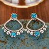 New Trendy High-End Fashion Design Retro Accessories European And American Turquoise Triangular Geometric Earrings