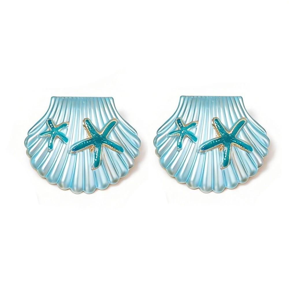 Stainless Steel Shell Earrings Studs Chic Starfish Earrings Trendy Ocean Style Ear Studs Holiday
