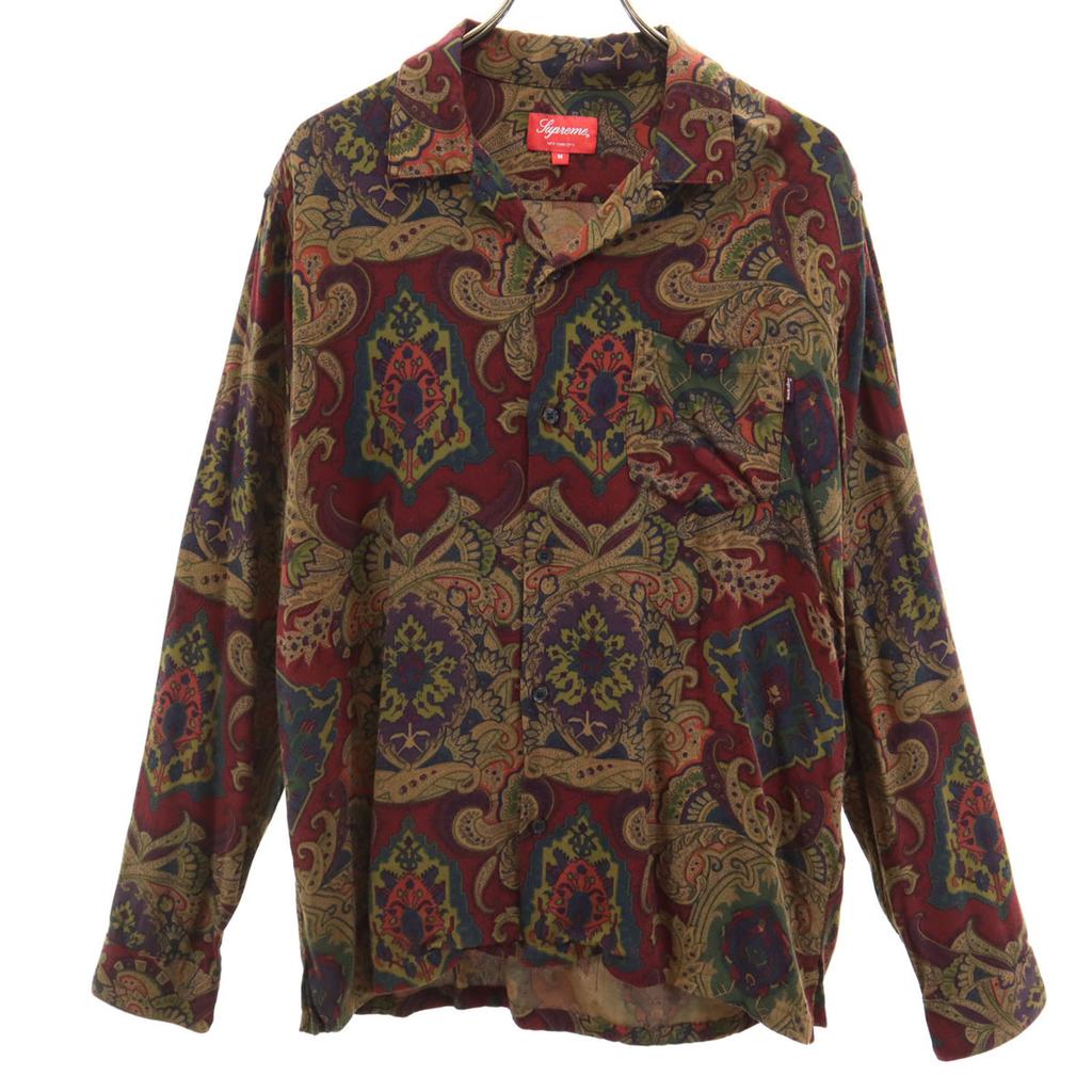Supreme 15AW Paisley Pattern Long sleeve Open collar shirt M Burgundy Men's Used