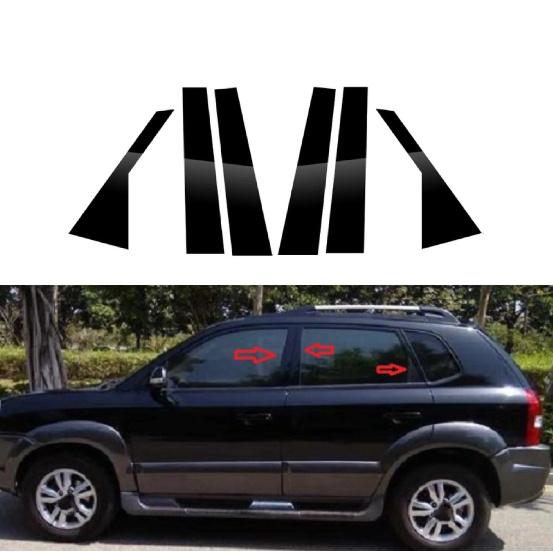 6 ST Polerade Stolpskydd Passar För Hyundai Tucson 2007 2008 2009 2010 2011 2012 2013 Fönsterlist Cover Klistermärke
