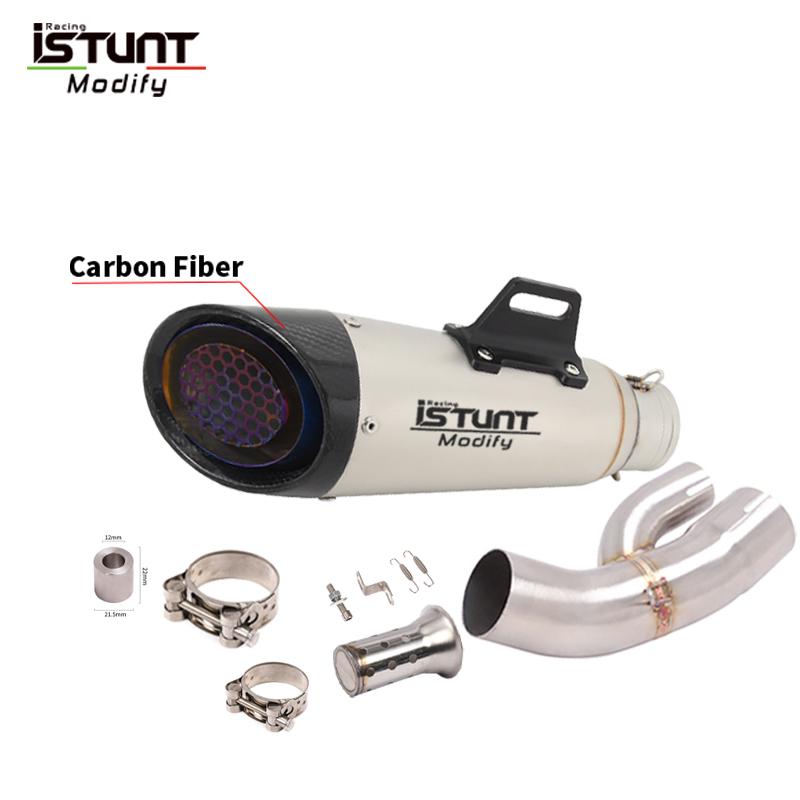 For BMW S1000XR 2015 2016 2017 2018 2019 Carbon Fiber Muffler Mid Link Pipe Motorcycle Exhaust Escape Full System 51mm DB Killer