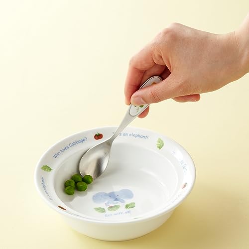 NARUMI Children's Cutlery Set, "Let's Eat Together!" 2-Piece Set (Spoon, Fork, Easy-to-Scoop Tableware), Perfect for Baby Showers, First Meal Ceremoni