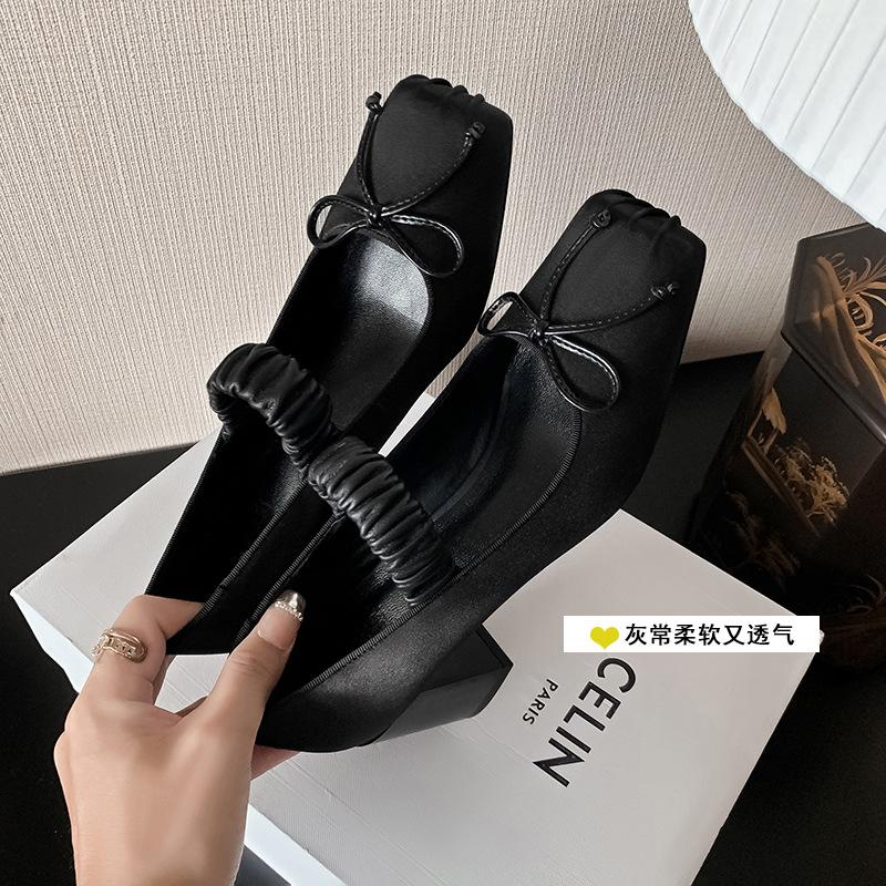 Kara Linshan French bow thick heel Mary Jane shoes women's summer 2025 new outer ballet shoes