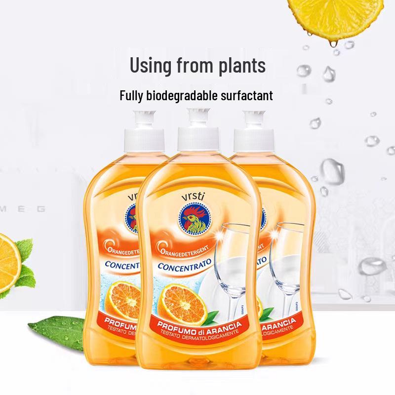 Large Rooster Dish Soap with Natural Plant Ingredients - Fresh Orange Scent, Concentrated Formula