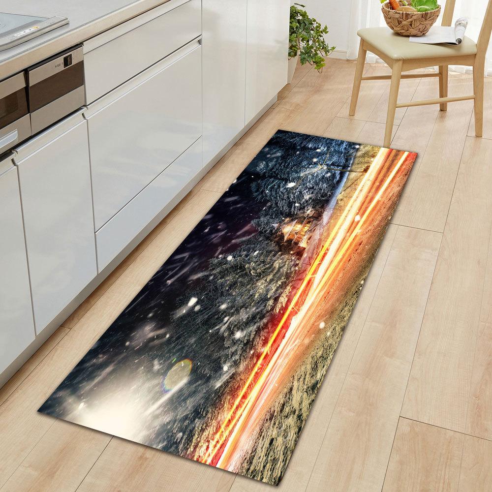 Modern Stylish Home Decor Entrance Runner Rug Winter Landscape Print Long Non-slip Hallway Floor Mat Bedroom Bedside Carpet