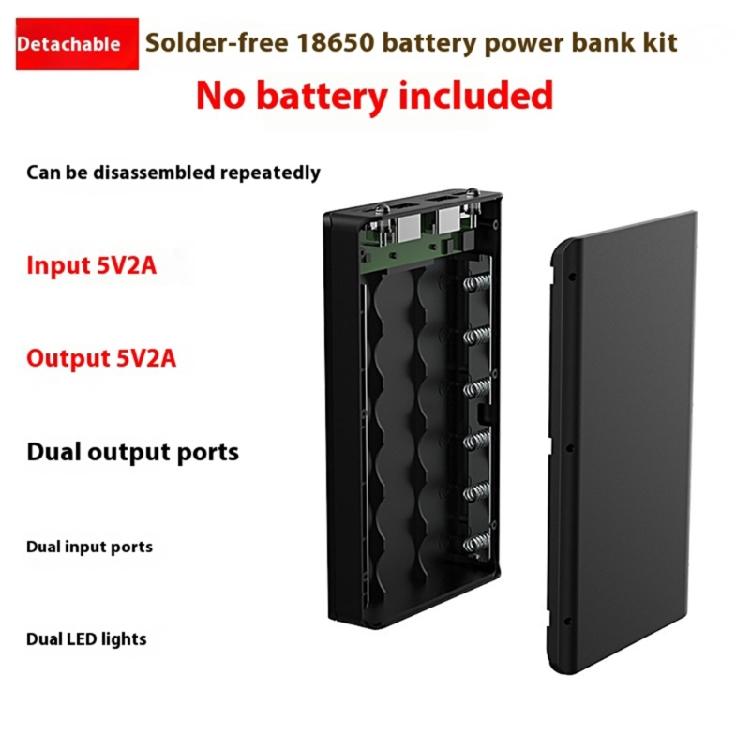 Austauschbares 6-Zellen-Ladecase (18650) mit Schnellladefunktion, LED-Betriebsanzeige, geeignet für verschiedene Geräte