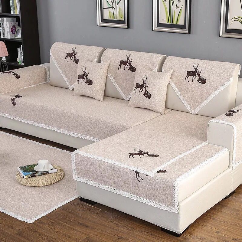 Sofa Cushion Four Seasons General Fabric Cotton Non-slip Simple Modern Summer Garden Living Room Cotton Linen Sofa Cover Hood.