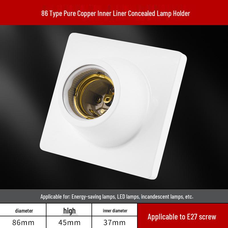 Ceiling-Mount E27 Ceramic Flat Lamp Holder with Screw Base
