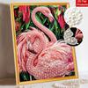 DIY Framed Pearl Painting Kit Elegant Pink Flamingo Pattern Sparkling Bead Canvas Creative Craft Gift for Women Adults Hobby Art Wall Decor