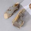 Sandals Women Women'S Ladies Fashion Vintage Crystal Outdoor Hollow Out Zip Up Sandals Shoes Womens Sandals Pu