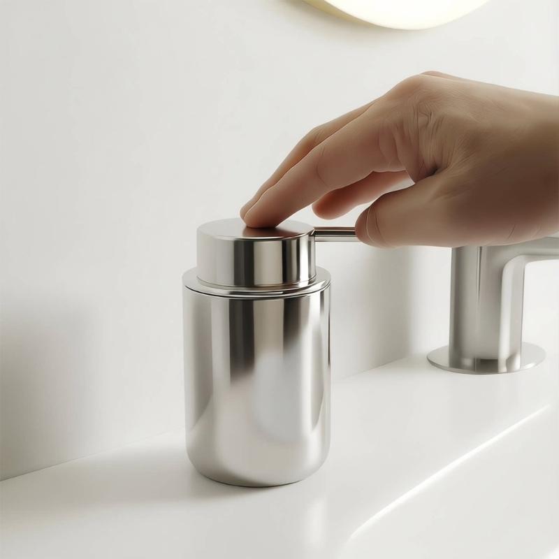 Stainless Steel Liquid Soap Dispenser Easy to Press Refillable Lotions Dispenser Bathroom Accessories Liquid Container