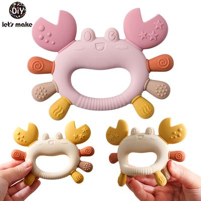 BPA-freier Silikon-Babybeißring Baby Spielzeug 0 bis 12 Monate Kauen Zahnungsspielzeug Krabbe Mehrfarbiger Beißring Baby Silikon Spielzeug Geschenk