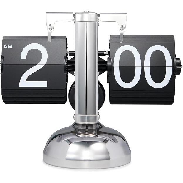 Flip Clock Vintage Desk Clock Retro Flip Down Clock,Flip Digital Clock,Auto Flip Clock Mechanical Clock Battery Powered Internal Gear Operated Clock