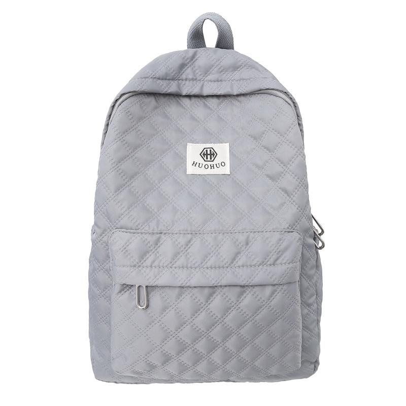 Schoolbag1011 Wholesale New Hugh Solid Color Trend Plaid Backpack Student Women's School Bag Large Capacity Campus