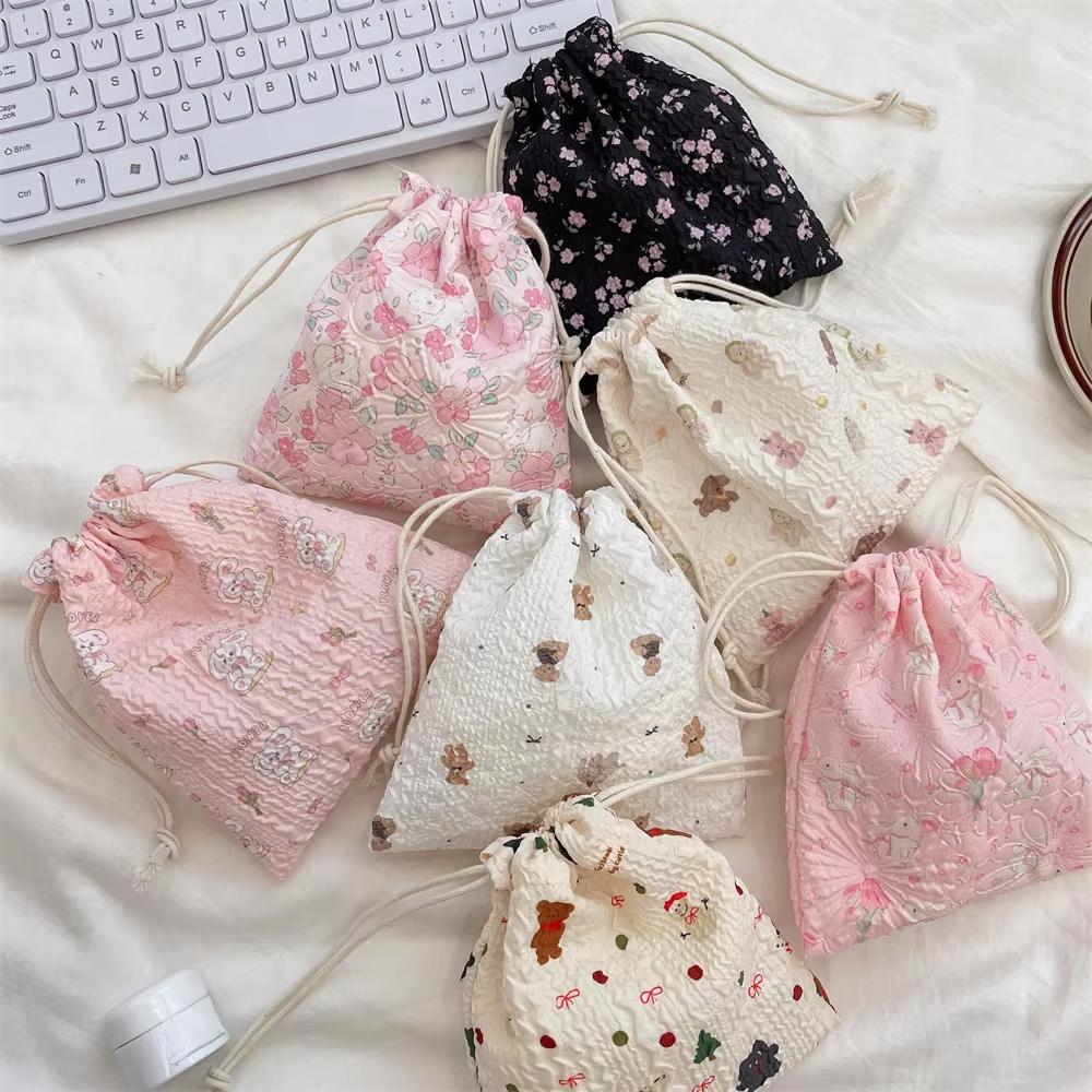 Cute Cartoon Animals Drawstring Makeup Bag Portable Travel Mini Cosmetic Lipsticks Storage Pouch Multifunctional Bundle Bag