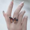 Vintage Realistic Butterfly Ring Shiny Opening Ring Personality Dreamlike Butterfly Ring  Women Men