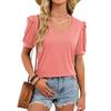Women's Ruffle Sleeve T-Shirt Scoop Neck Loose Fit Casual Summer Top
