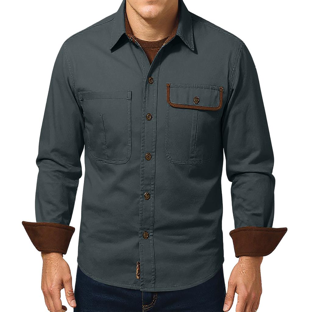 Men's Relaxed-Fit Casual Workwear Long-Sleeve Jacket Shirt