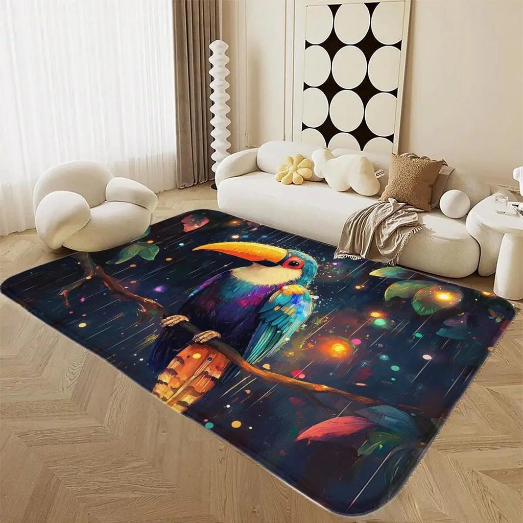 Bird Pattern Floor Mat Various Styles with Cranes Toucans and Sunset Sky Scenes NonSlip Rug for Home Decor