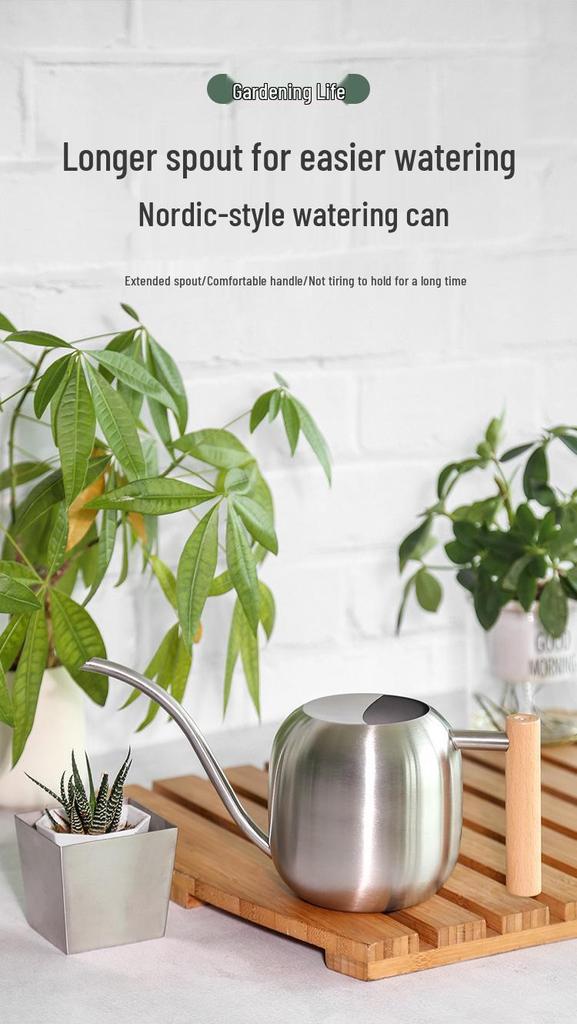 Stainless Steel Drum-Shaped Watering Can: Pressure-Resistant and Drop-Proof for Household Plants