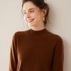 Women's Half-High Neck Cashmere Knit Sweater - Versatile, Warm, Loose Fit Pullover