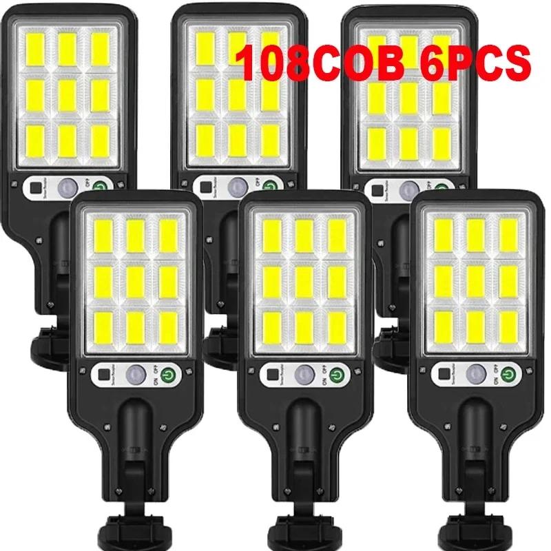1-6PCS Motion Sensor Solar Outdoor Lights Waterproof 117COB LED Security Wall Lights Street Lamps with 3 Mode Patio Garage Yard