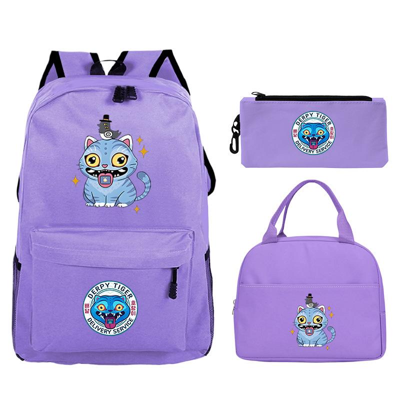 Demon Hunters Printed Children's Backpack Three-piece Campus Fashion Primary and Secondary School Students Large Capacity School Bag