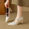 Fashion New Spring/Summer Women Pumps Shoes for Women Fashion Brogue Designs Pointed Toe Shoes High Heels Mary Jane Shoes Women Size 40