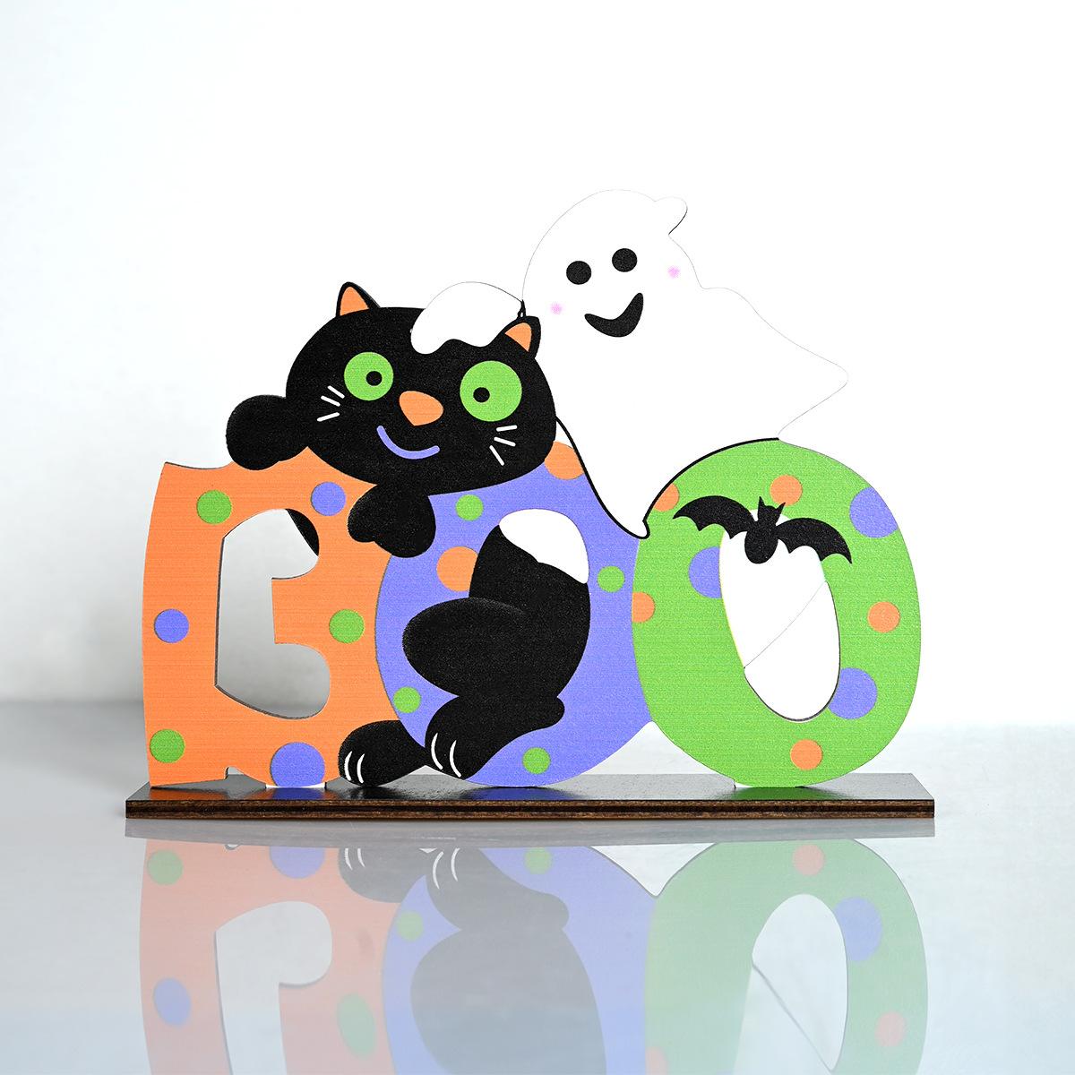 

1pc Halloween Scene Decoration Halloween Desktop Wooden Ornament Halloween Party Decoration C