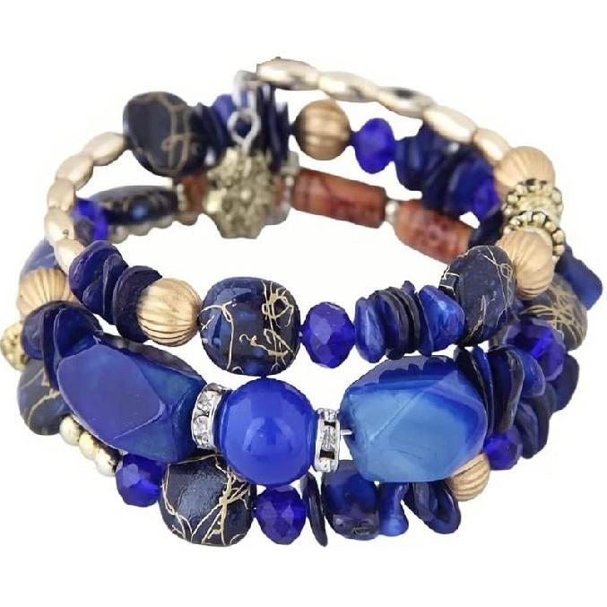 Pingyongchang Бохо Агатовые Бусины Шармы Браслет Многослойные Неправильные Браслеты для Женщин Винтажный Нефритовый Камень Мужские Браслеты Йога Бирюзовые Браслеты