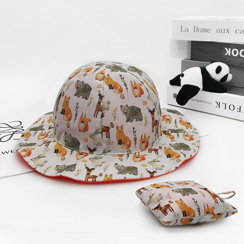 1PC Children's Storage Fisherman Hat Spring Summer UV Protection Sun Cap Boys Girls Beach Panama Hat Cute Cartoon Bucket Caps