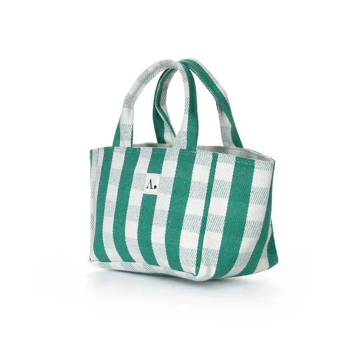 Beach Cotton Check Tote Bag Green