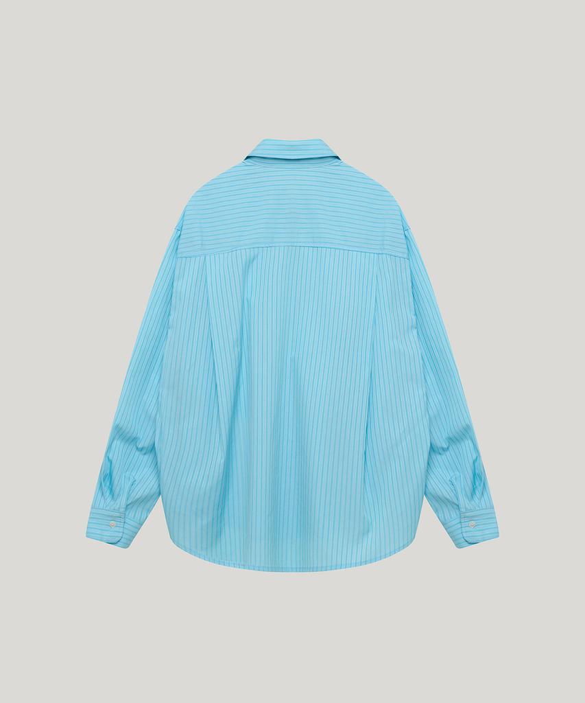 Poeteuseoul Fresh Striped Cotton Shirt_Candy Blue
