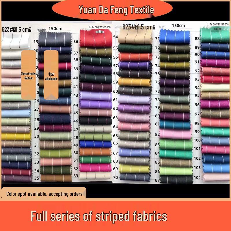 Striped Polyester Rayon Twill Shirt Fabric (1.5-1 Cm Stripes)