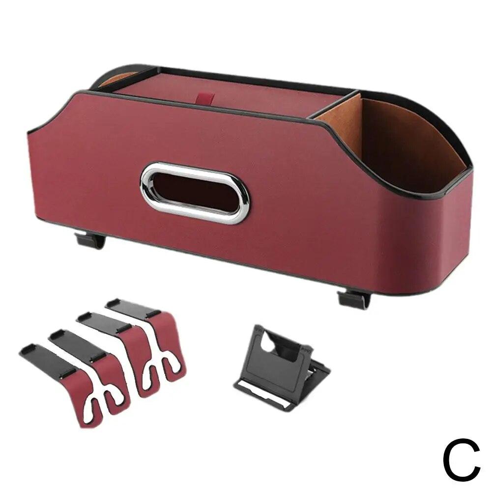 Car Multifunctional Leather Tissue Storage Box Under Seat Cute Auto Back Seat Paper Bag Place Water Cup Creative Portability