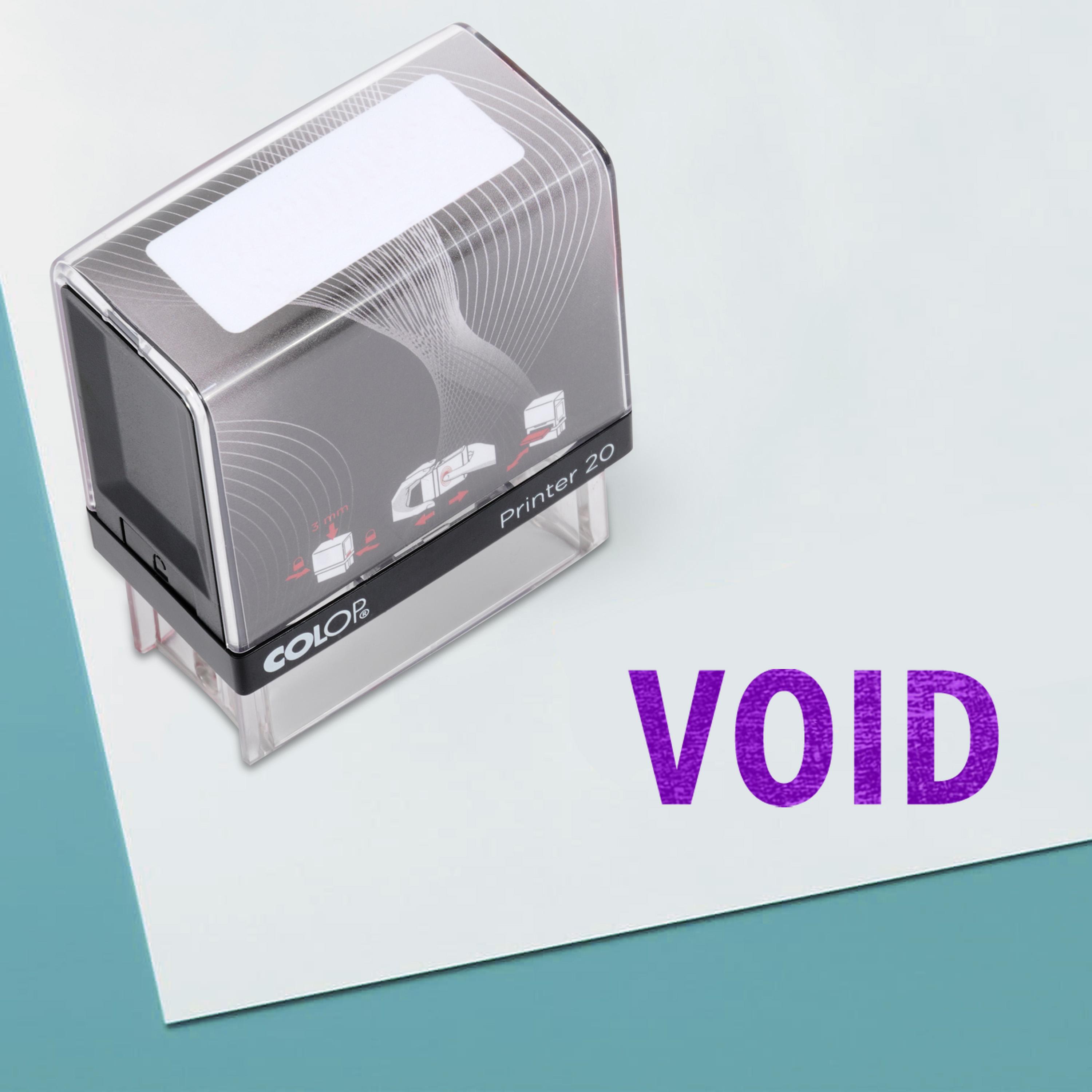 

VOID Self Inking Rubber Stamp Custom Colop Office Stationary P20 Mini Impression Area: 14 mm x 38 mm Фіолетовий