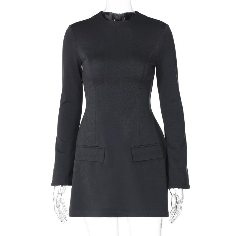 European Style Women's Winter 2025 Waist-Cinching Slim Dress