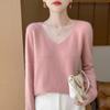 Wool Sweater V-neck Soft Knit Tops Outer Wear Bottoming Shirts for Women
