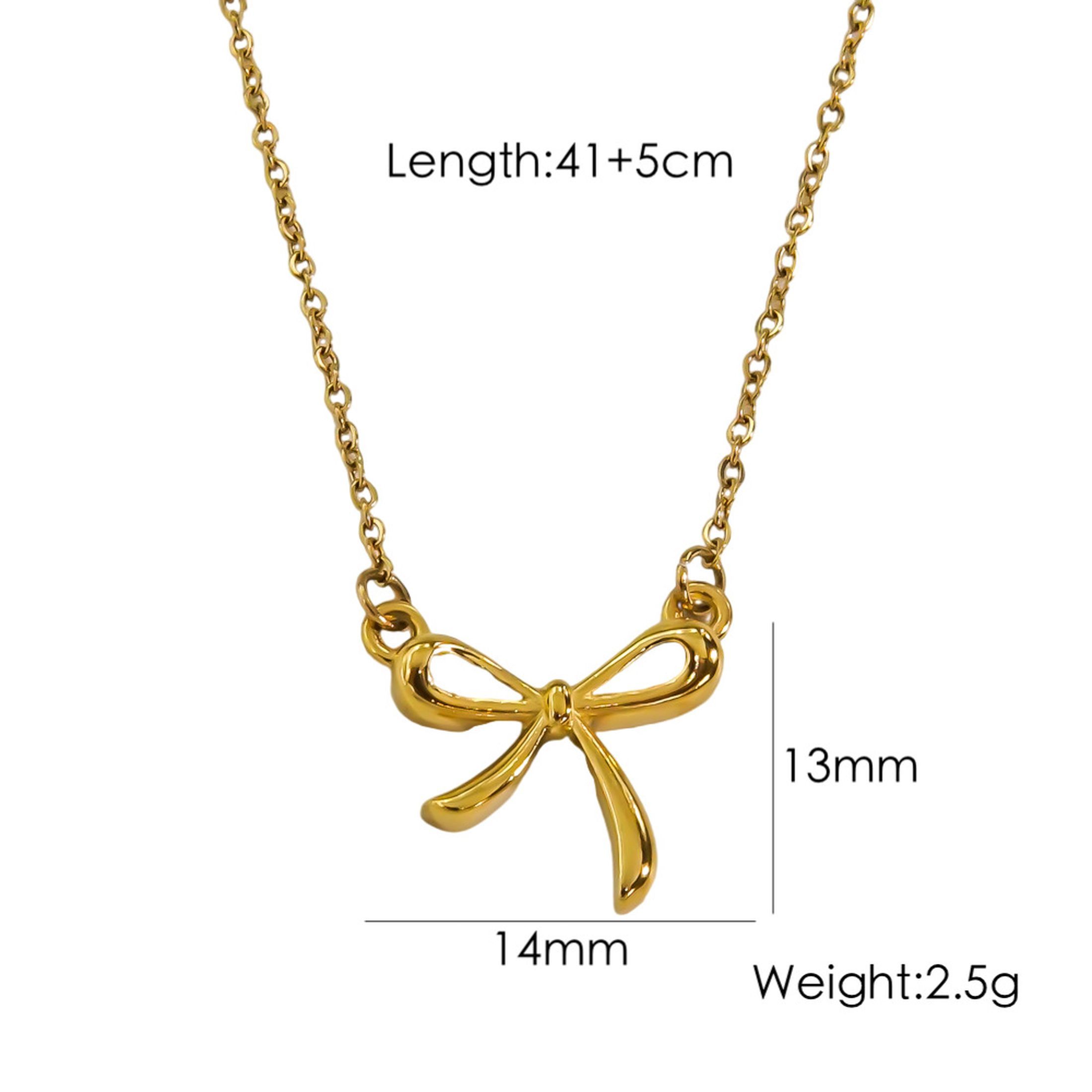 CARLIDANA Fashion Trend Bow Jewelry Waterproof Bow Earrings and Necklace 18k Gold Plated Stainless Steel Women Jewelry Set