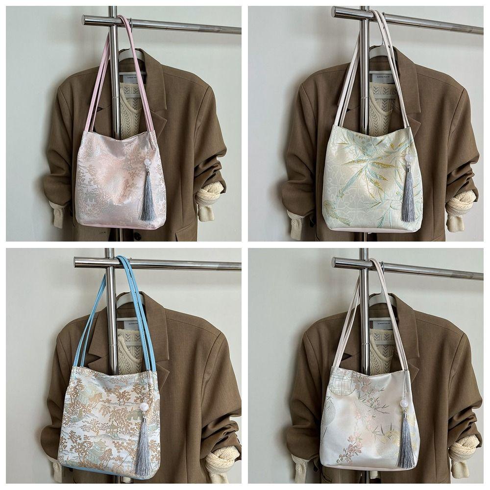 Cloth Embroidery Tote Bag Elegant Hanfu Printing Handbag Casual Chinese Style Shoulder Bag  Daily
